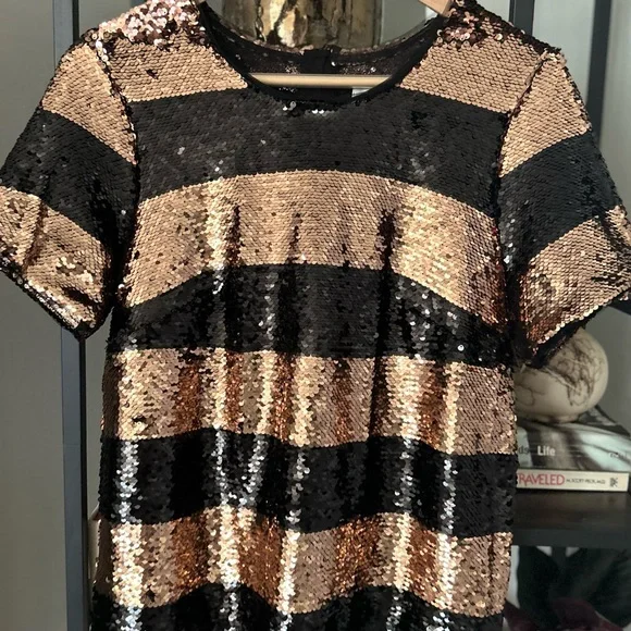 Anthropologie Maeve Short-Sleeve Sequin Striped Top Size - Picture 6 of 10